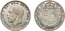World Coins - Great Britain Kingdom 1921 Half / ½ Crown - George V (2nd type) Silver (.500) Royal Mint (Tower Hill) (23677800) 14g VF KM 818.1a KM 818.2 Sp 4021