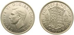 World Coins - Great Britain United Kingdom 1946 ½ Crown - George VI (1st type) Silver (.500) (22724800) 14.14g UNC KM 856 Sp 4080