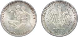 World Coins - Germany Federal Republic 1972 G 10 Deutsche Mark (Olympic Games in Munich) Silver (.625) Karlsruhe Mint (4850000) 15.61g UNC  KM 132 J 403 Schön 132