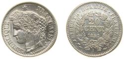 World Coins - France Second Republic 1851 A 20 Centimes Silver (.900) Paris Mint (3287213) 1g AU F 146 Gad 303 KM 758