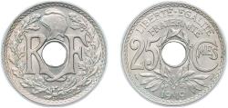 World Coins - France Third Republic 1919 25 Centimes (No Dash) Copper-nickel (5106398) 4.97g UNC F 171 Gad 380 Schön 195a KM 867a
