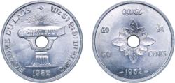 World Coins - Laos People’s Democratic Republic 1952 50 Cents - Sisavang Vong Aluminium (1400000) 3.8g UNC KM 6 Schön 3