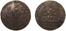 World Coins - Great Britain United Kingdom 1794 ½ Penny (Middlesex - Freemasons) Copper 9.03g XF DH 370