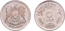 World Coins - Egypt Arab Republic of Egypt AH 1392 (1972)  5 Qirsh Copper-nickel (75% Copper, 25% Nickel) Cairo Mint 4.53g UNC  KM A428 Schön 137.1 MHC 333