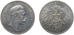 World Coins - Germany Kingdom of Prussia Second Empire 1907 A 5 Mark - Wilhelm II Silver (.900) Berlin Mint (2103338) 27.777g AU KM 523 AKS 129 J 104