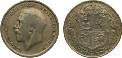 World Coins - Great Britain United Kingdom 1920 ½ Crown - George V (2nd type) Silver (.500) 14.14g VF KM818.1a KM818.2 Sp4021