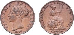 World Coins - Great Britain United Kingdom Kingdom 1844 ½ Penny - Victoria (1st portrait) Copper Royal Mint (Tower Hill) (1075200) 9.33g XF  KM 726 Sp 3949