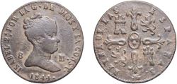 World Coins - Spain Kingdom 1844 8 Maravedis - Isabel II (Constitutional) Copper Segovia Mint 9.58g VF KM 531.3 Cal 500 Aureo 131