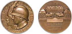 World Coins - France Fifth Republic 1960 Medal - Fédération des Anciens de la Rhénanie et de Ruhr Bronze 52.57g AU