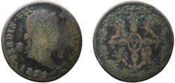 World Coins - Spain Kingdom 1829 4 Maravedis - Fernando VII Copper Real ingenio de Segovia Mint 4.87g F  KM 489