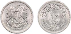 World Coins - Egypt 1972 (AH1392) 10 Qirsh Copper-nickel (75% Copper, 25% Nickel) 6.05g  KM 430 Schön 138 MHC 430