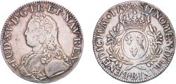 World Coins - France empire 1735 B 1 Écu - Louis XV Silver (.917) Rouen Mint (262635) 29.18g VF  Dy royales 1675 Gad R2 321 KM 486 Ciani Royales 2117