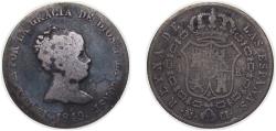 World Coins - Spain 1849 M CL 4 Reales - Isabel II (CONST) Silver (.812) Madrid Mint 5.08g VF KM 519.2