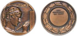 World Coins - France Fifth Republic ND Medal - Reconnaissance les donneurs de sang Bronze 53.27g UNC