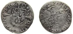 World Coins - Low countries feudal County of Burgundy Spanish possession 1562 ½ Carolus - Philip II Billon Dôle Mint 1g VF PA 5286 Boudeau 1258