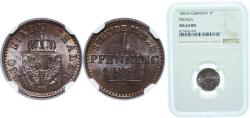 World Coins - Germany Kingdom of Prussia German states 1869 A 1 Pfenning - William I Copper 1.5g NGC MS 63 AKS 108 Old/Mue 2 426, 429, 433 KM 480 Kahnt/Schön 84 Neum 19