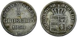 World Coins - Germany States Grand duchy of Oldenburg Nicolaus Friedrich Peter 1858 B ½ Groschen