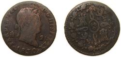 World Coins - Spain Kingdom 1830 2 Maravedis - Fernando VII Copper Segovia Mint 2g VF KM 487.1