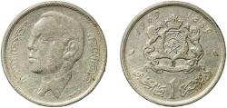 World Coins - Morocco Sultanate AH 1389 (1969) 1 Dirham - Hassan II (1st portrait) Nickel Paris Mint (17200000) 5.91g VF  Y 56 Schön 48