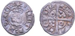 World Coins - Spain Principality of Catalonia 1291 - 1327 Dinero - Jaime II Billon (.250 silver) La Seca Mint 0.96g XF  Cru 346