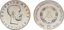World Coins - Germany German Democratic Republic Democratic republic 1969 5 Mark (Heinrich Hertz) Copper-nickel (100268) 11.91g UNC KM 23