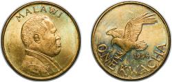 World Coins - Malawi Republic 1996 1 Kwacha Brass plated steel 8.85g BU KM 28