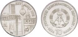 World Coins - Germany German Democratic Republic Democratic republic 1974 10 Mark (25th anniversary of the GDR) Silver (.625) (70000) 17.13g UNC  KM 51 Schön 50 J 1552 AKS 62