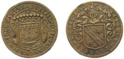 World Coins - France Kingdom 1655 Jeton - Mayor of Nantes (Jean Fournier) Brass 5.7g AU F 8863