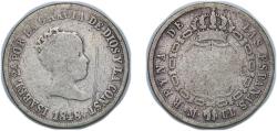 World Coins - Spain Kingdom 1848 M CL 2 Reales - Isabel II (1st portrait; 2nd type) Silver (.812) Madrid Mint 2.79g F Scratches KM 526 Cal 358