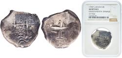 World Coins - Bolivia Spanish colony 1745 P q 8 Reales - Philip V Silver (.917) 27.03g NGC AU  KM 31a KM R31