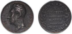 World Coins - France Kingdom 1830 Medal - A Lafayette l'arrondissement de Meaux Bronze 55.38g VF Rim Damage