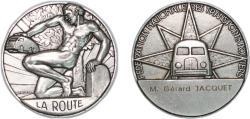 World Coins - France Fifth Republic ND Medal - Fédération nationale des transports routiers "La Route" Silver plated bronze 89.79g UNC