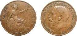 World Coins - Great Britain United Kingdom Kingdom 1915 1 Penny - George V Bronze Royal Mint (Tower Hill) (47310800) 9.23g VF Sp 4051