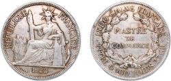 World Coins - French Indochina French colony 1922 H 1 Piastre Silver (.900) (Copper .100) (7420000) 26.75g VF KM 5a.1 KM 5a.2 KM 5a.3 Lec 277->305