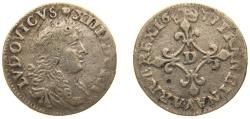 World Coins - France Kingdom 1677 D 4 sols of "Traitants" - Louis XIV Silver (.798) Lyon Mint (4507665) 1.5g VF Dy royales 1504 GadR 103 KM 232