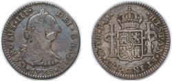 World Coins - Mexico Spanish colony 1775 FM 1 Real - Carlos III Silver (.903) Mexico City Mint 3.3g VF KM 78