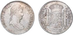 World Coins - Mexico Spanish colony 1821 MO JJ 8 Reales - Ferdinand VII Silver (.903) Mexico City Mint 26.95g XF KM 111