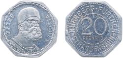 World Coins - Nuremberg and Fürth, Cities of ND 20 Pfennig - Peter Vischer (Nürnberg-Fürth) Aluminium L. Chr. Lauer Mint 1.2g AU Men05 19256.30 Men18 24102.30 Eklund 1250