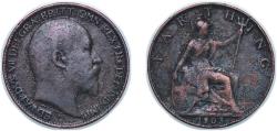 World Coins - Great Britain United Kingdom 1903 1 Farthing - Edward VII Bronze (5331200) 2.77g VF KM 792 Sp 3992