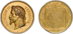 World Coins - France Second Empire 1859 Medal - Napoleon III (La paix de Villa Franca) Bronze gilde 59.32g XF