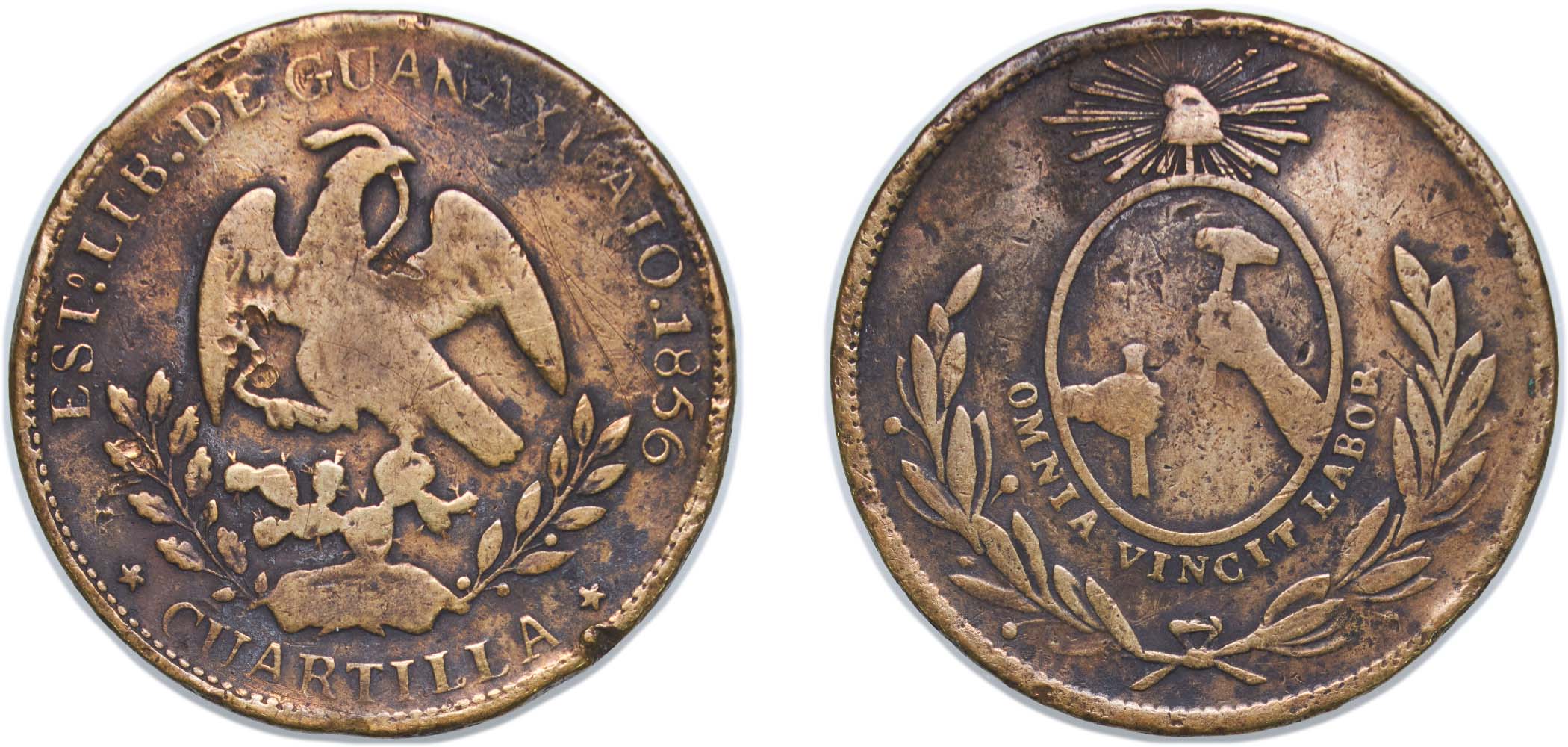 Mexico State of Guanajuato 1856 ¼ Real Quarto/Quartilla