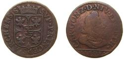 World Coins - France Principality of Arches-Charleville 1609 Liard - Charles I (large bust) Bronze 3.7g VF Boudeau cf. 1806 PA cf. 6148