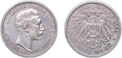 World Coins - Germany Kingdom of Prussia German states 1902 A 2 Mark - William II Silver (.900) (Ag 900, Cu 100) (3948323) 11.11g XF KM 522 J 102 AKS 134 Neum 12