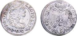 World Coins - Austria Archduchy of Austria Holy Roman Empire 1680 3 Kreuzers - Leopold I (Hall) Billon (.46875 silver) Hall, Tyrol Mint 1.45g AU Herinek 1657-1740 1424 MT 732