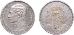 World Coins - Spain Kingdom 1878 *18-78 EMM 5 Pesetas - Alfonso XII (2nd portrait) Silver (.900) (4147986) 25.02g AU KM 676 Cal 28