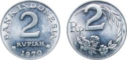 World Coins - Indonesia Republic 1970 2 Rupiah Aluminium (139230000) 2.32g UNC KM 21 Schön 21