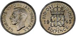 World Coins - Great Britain United Kingdom George VI 1942 6 Pence