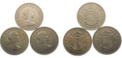 World Coins - Great Britain United Kingdom Elizabeth II 1963, 1965, 1967 ½ Crown 3 Lots, 1st portrait