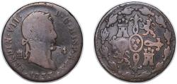 World Coins - Spain Kingdom 1833 4 Maravedis - Ferdinand VII (Segovia) Copper Segovia Mint 4.82g VF KM 489