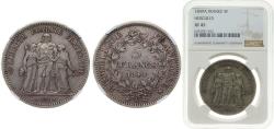 World Coins - France Second Republic 1849 A 5 Francs (Hercule) Silver (.900) Paris Mint (29130599) 25g NGC XF 45 F 326 Gad 683 KM 756.1